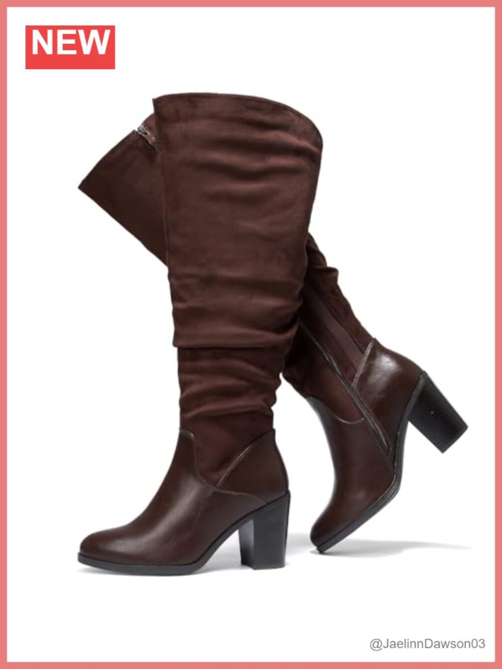 Extra Wide Calf Knee High Boots Chunky Heel Women Wide Width Faux Leather